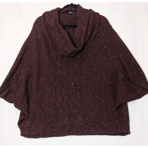 ANA A NEW APPROACH Wine cowl neck knit poncho sweater size 1X BohoWestern